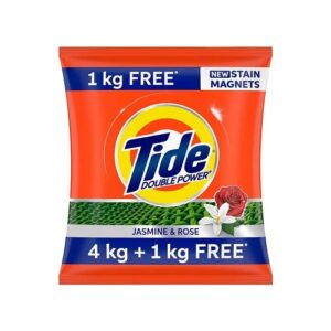 Tide Double Power Jasmine & Rose Detergent Powder – 4Kg + 1Kg (5Kg)